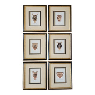 Neoclassical Style Antique Greek Pottery Framed Prints-Set of 6 For Sale