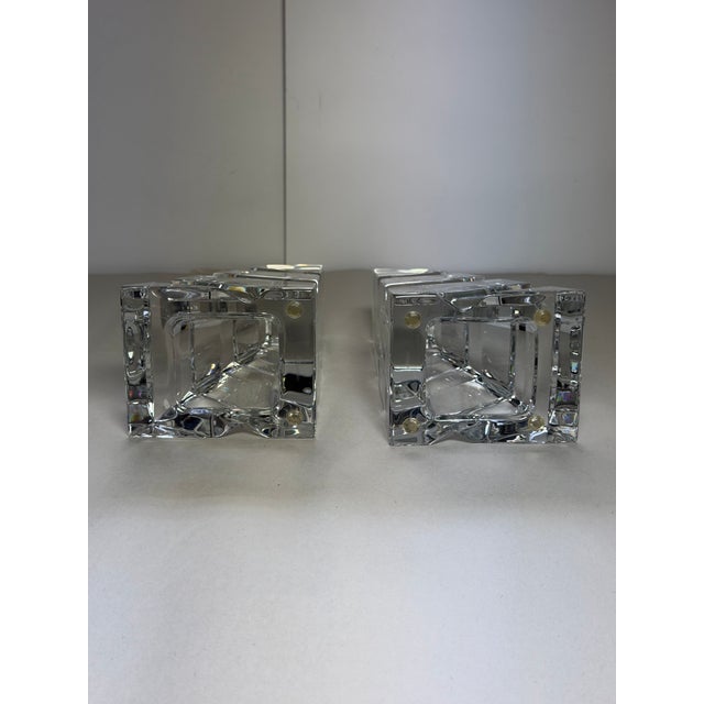 Glass Vintage Miller Rogaska Crystal Geometric Bookends – Pair For Sale - Image 7 of 9