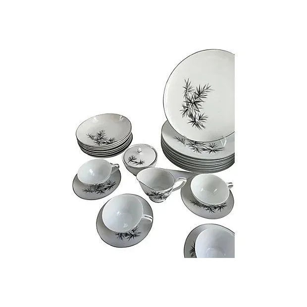 Mid-Century Modern Mid-Century Modern Boho Chic Bamboo Motif Porcelain China Set - Set of 42 For Sale - Image 3 of 12
