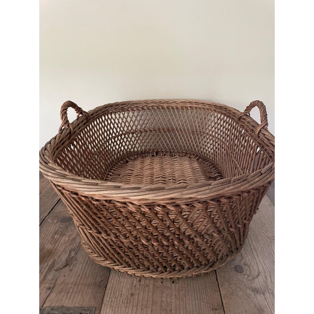 Large Basket with Cross-Braced Edges, 1890s For Sale - Image 4 of 8