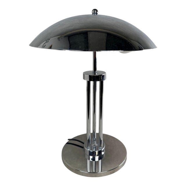 Space Age Chrome Mushroom Table Lamp, 1970s For Sale