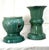 A serene pair of early 20th-century Vietnamese Annamese green glazed garden forms — one drum stool with pierced sides and...