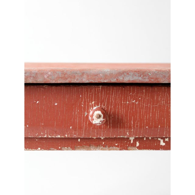 Antique Painted Farmhouse Table With Metal Top For Sale - Image 6 of 18