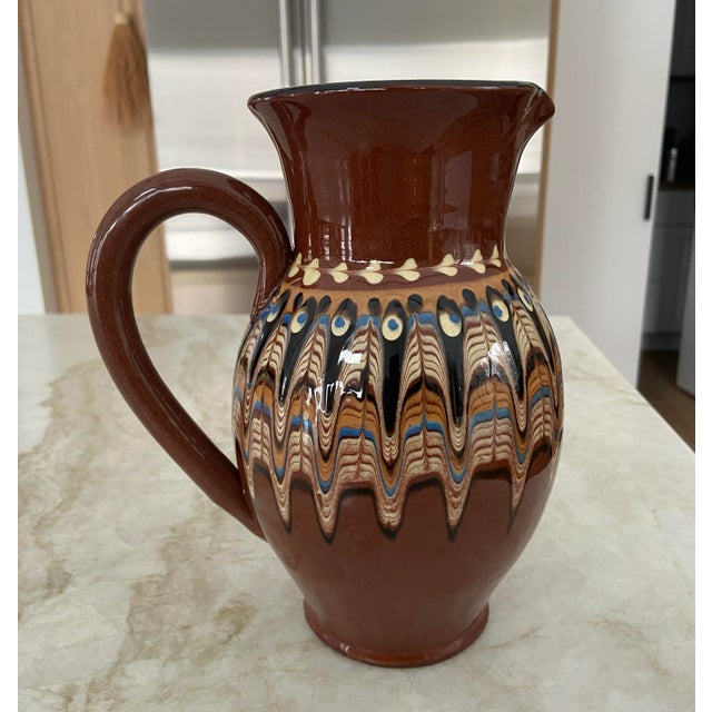 Vintage 1950s Bulgarian Troyan Pitcher & Cup Set For Sale - Image 4 of 6
