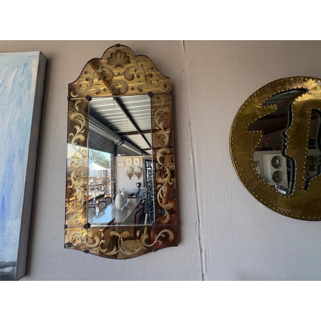 Art Deco Italian Reverse Decorated Mirror For Sale - Image 3 of 15