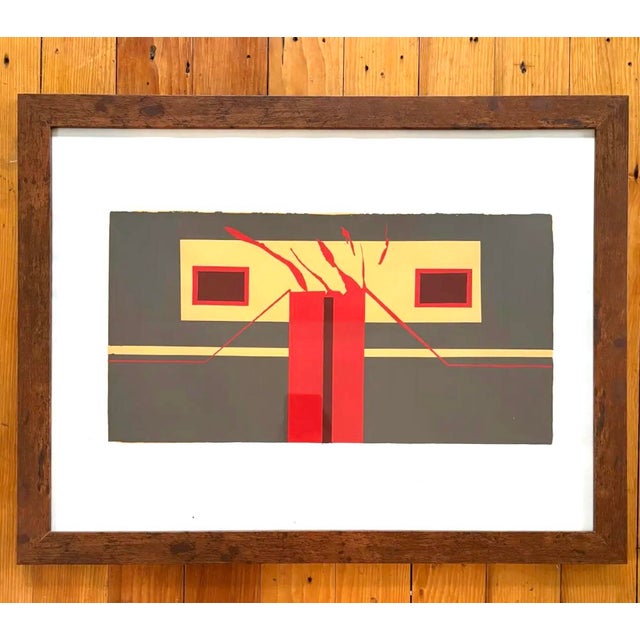 1960s Barbara Beck Framed 1969 Mid Century Modern Screen Print on Paper - Framed in Dark Wood For Sale - Image 5 of 5