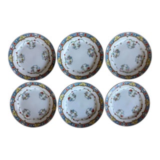 Vintage Meito China Hand Painted Small Floral Plates- Set of 6 For Sale
