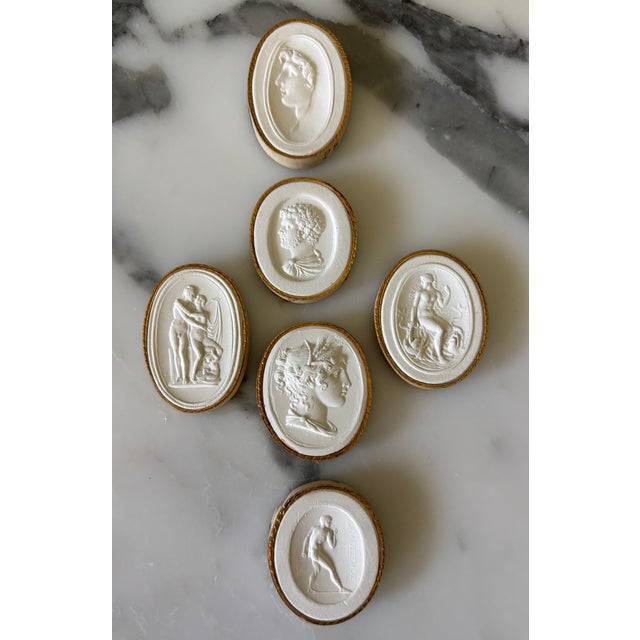 Antique Italian Grand Tour Plaster Intaglios - Set of 6 (Group #13) For Sale - Image 10 of 12