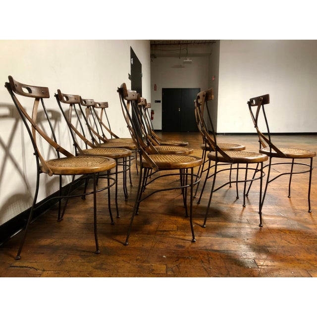 Authentic French Iron & Wood Maison Du Monde Luberon Bistro Chairs, Set of 8 For Sale - Image 10 of 12
