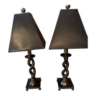 1990s Double Twist (Or Helix) Sculptural Table Lamps 27in Tall - a Pair For Sale