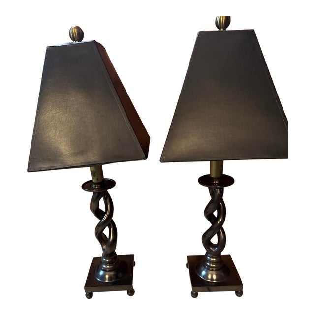 1990s Double Twist (Or Helix) Sculptural Table Lamps 27in Tall - a Pair For Sale