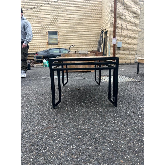 Vintage Wood & Black Metal Console Table For Sale - Image 4 of 6