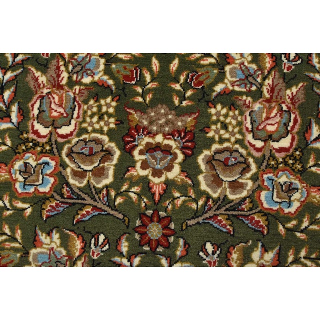 Sarouk Runner 2’4” X 11’6” Green Wool Traditional Hand-Knotted Oriental Rug For Sale - Image 4 of 14