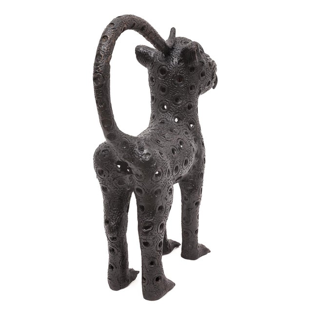 Benin Artist, Pair of Royal Leopards, 1800s, Bronze For Sale - Image 9 of 13