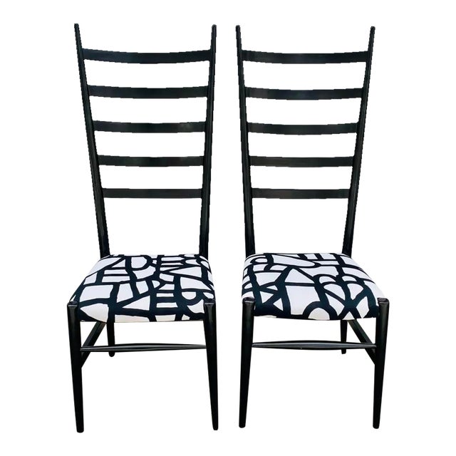 Noir Ladder Back Chairs Set of 2 For Sale
