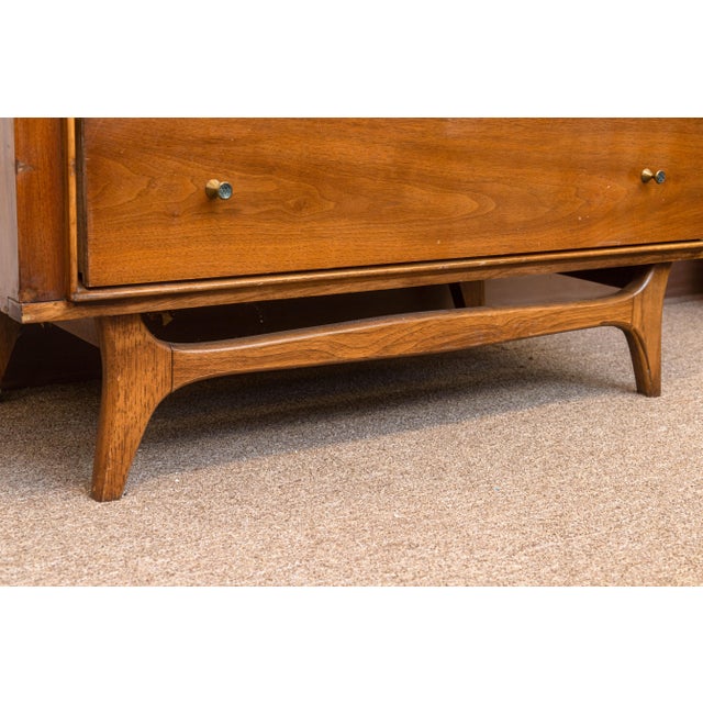 Vintage Kent Coffey Insignia Highboy Walnut Wood Mid Century Dresser Cabinet For Sale - Image 9 of 11