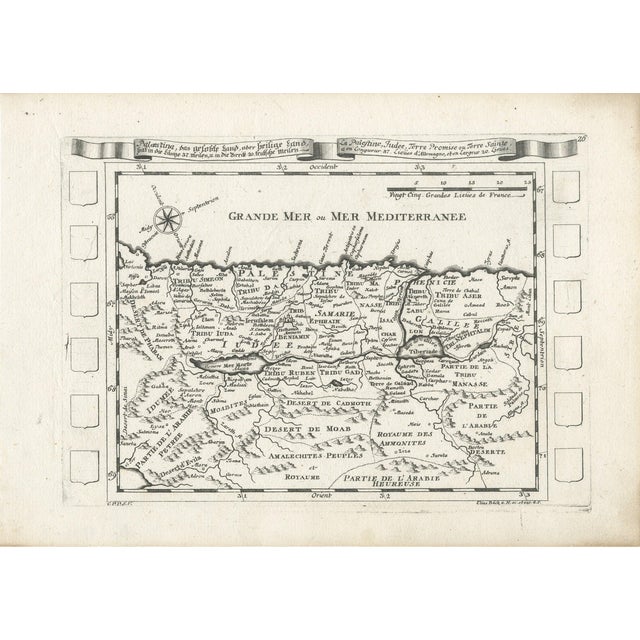 Antique Map of Palestine and Jerusalem by Elias Baeck, 1700s For Sale