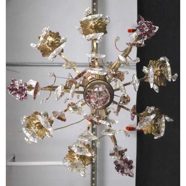 Transparent Restored Rococo Revival Fruit Crystal Chandelier For Sale - Image 8 of 12