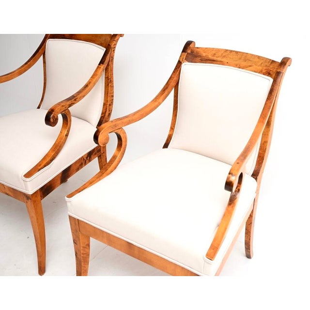 Wood Antique Biedermeier Swedish Satin Birch Armchairs, 1860s, Set of 2 For Sale - Image 7 of 11