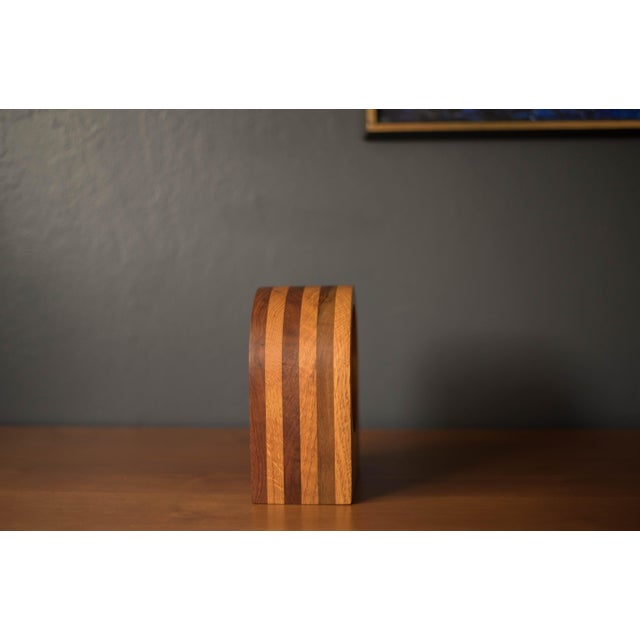 1960s Vintage Solid Walnut and Oak Studio Craft Table Clock For Sale - Image 5 of 10