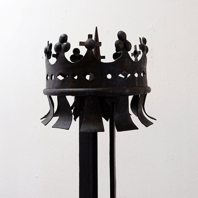 Large Italian Wrought-Iron Crown Candlestick, 1890s For Sale - Image 11 of 14