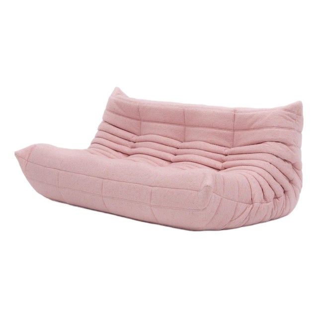 Authentic Ligne Roset Togo 3-Seater in Soft Flamingo Bouclé - Restored & Sourced in Europe For Sale