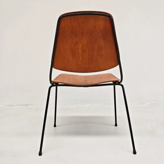 Saporiti Italia Vintage Black Metal & Plywood Dining Chairs by Augusto Bozzi for Saporiti, 1960s, Set of 6 For Sale - Image 4 of 18