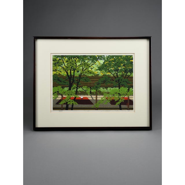 Masao Ido, Green Shade (緑蔭), 1991, Woodblock Print For Sale - Image 13 of 14