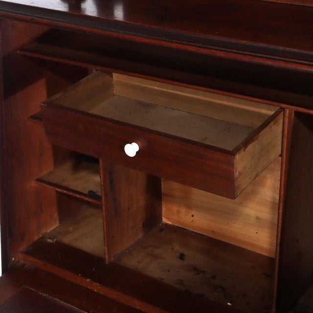 Brown Antique Renaissance Revival Walnut & Burl Drop Front Desk C1890 For Sale - Image 8 of 16