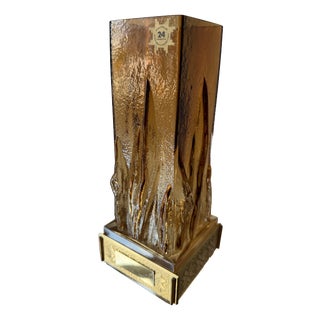 Amber Liekki Glass Vase with 24-Carat Gilded Collar by Eino Wänni for Kumela, Finland, 1970s For Sale