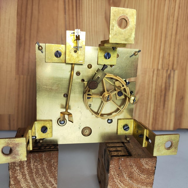 1855 Grand and Imposing Chime Carved Wooden Cartel Clock and Enameled Cartridges by Vincenti & Cie For Sale - Image 6 of 7