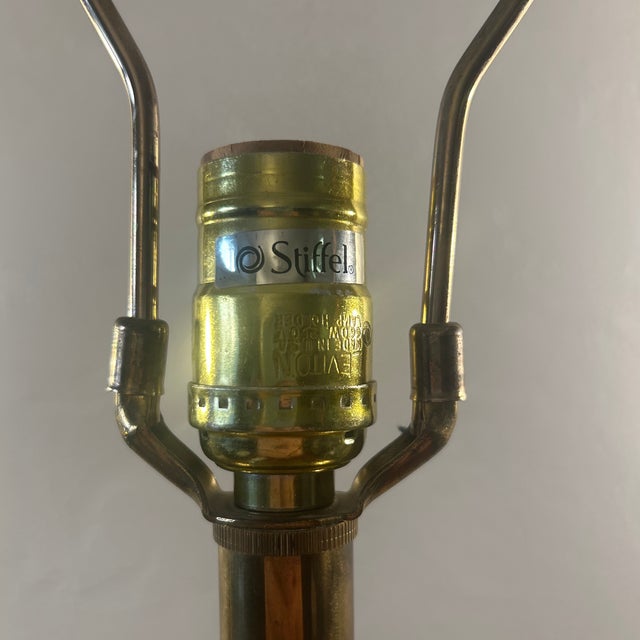 Late 20th Century Vintage Stiffel Cream Lenox Porcelain and Brass Table Lamp For Sale - Image 5 of 8