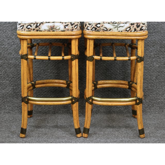 Mid Century Modern McGuire San Francisco Bamboo Rattan Stools - a Pair For Sale - Image 10 of 12