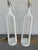 Stylish Currey & Co Modern Tall Metal Lamps White Finish - Pair. Silver hardware. Showroom floor sample.