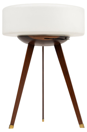 Tripod Table Lamp in Teak, Opaline Glass and Brass in the style of Stilnovo, Italy, 1960s