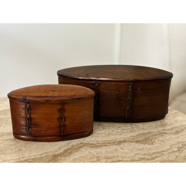 Contemporary Antique/Vintage Thai Akha Hill Tribe Bamboo and Rattan Tobacco Boxes, a Pair For Sale - Image 3 of 12