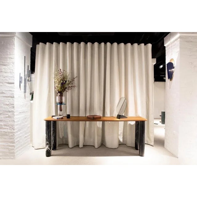 Wood Medium Walnut and Black Marble Sunday Dining Table by Jean-Baptiste Souletie For Sale - Image 7 of 11