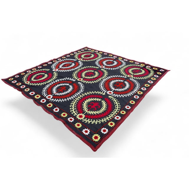 Vintage Hand-Embroidered Suzani Wall Hanging, Uzbekistan, 1920s For Sale - Image 15 of 18