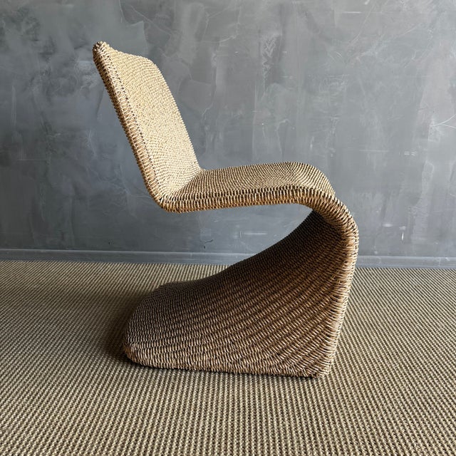 Outdoor Woven Rope Dining Chairs For Sale - Image 4 of 7