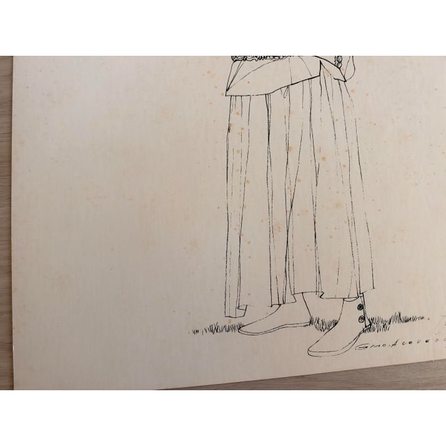 1970s Guillermo Acevedo Original Mixed-Media Apache Woman, Circa 1978 For Sale - Image 5 of 12