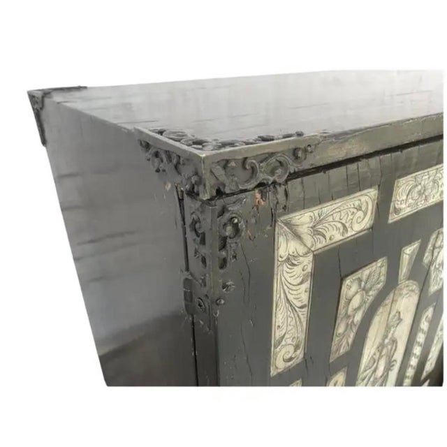 17th Century Italian Ebonized Inlaid Milanese Table Cabinet For Sale - Image 12 of 13