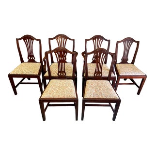 1920s English Mahogany Hepplewhite Dining Chairs, Set of 6 For Sale