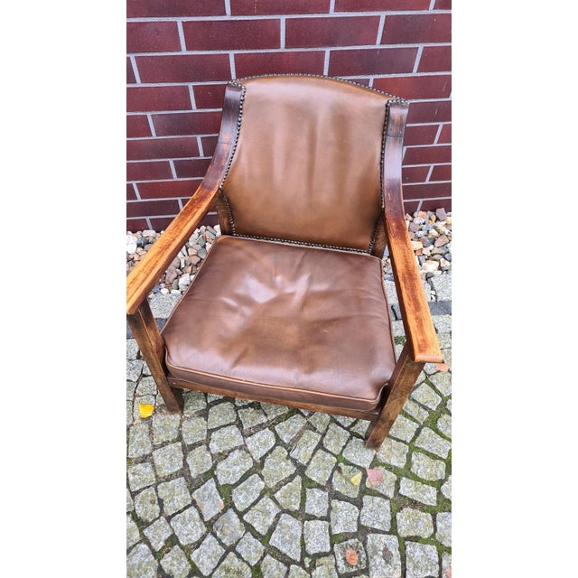 Vintage Chair in Wood and Leather, 1950s For Sale - Image 6 of 15