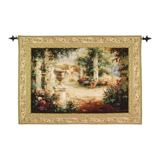 Sunlit Courtyard Loom Woven Tapestry - 95 X 133 Cm (3'1" X 4'5") - Requires Rod Size 3 For Sale