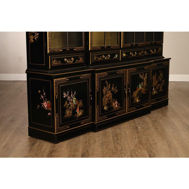 Black Union National Chinoiserie Hand Painted China Display Cabinet For Sale - Image 8 of 18