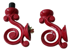 Red Wall Candleholders, 1980s, Set of 2