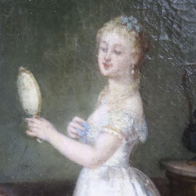 Scene Between Girls, 19th Century, Oil Painting on Canvas, Framed For Sale - Image 12 of 18