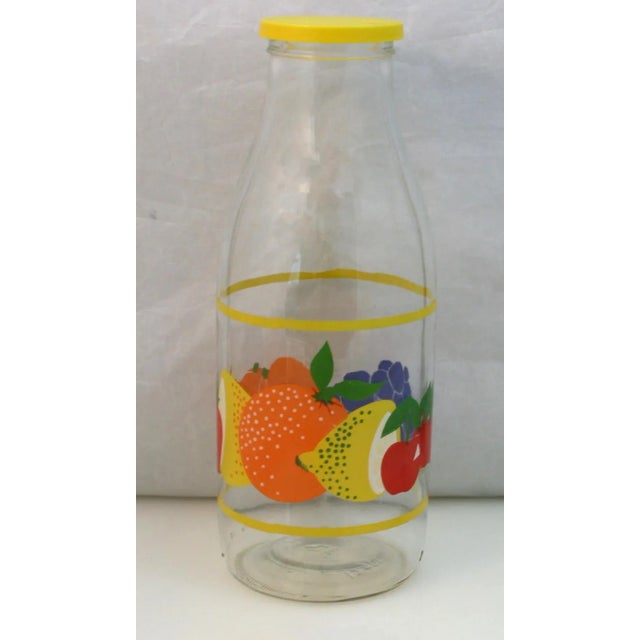 Shabby Chic Vintage 1970s Jeannette Glass Colorful Fruit Lidded Quart Beverage Juice Bottle For Sale - Image 3 of 10