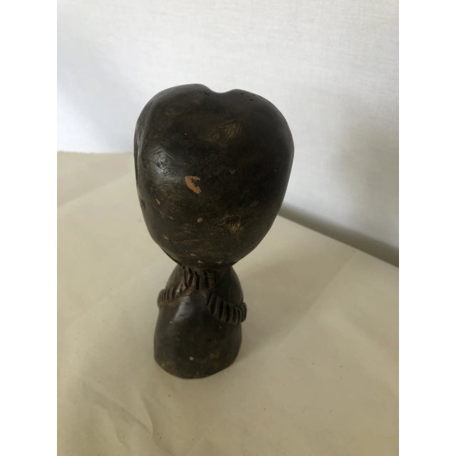 Brown Vintage 1970s African Hand Carved Wooden Figure For Sale - Image 8 of 12