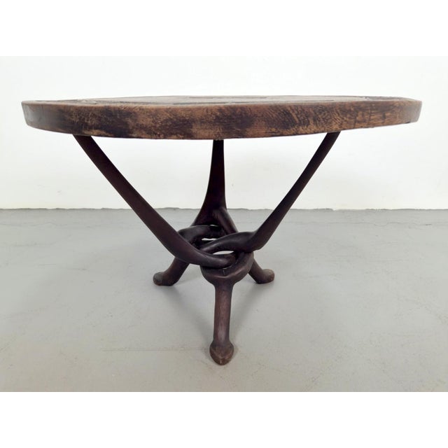 1960s Vintage African Handmade Wooden Folding Table, 1960s For Sale - Image 5 of 8